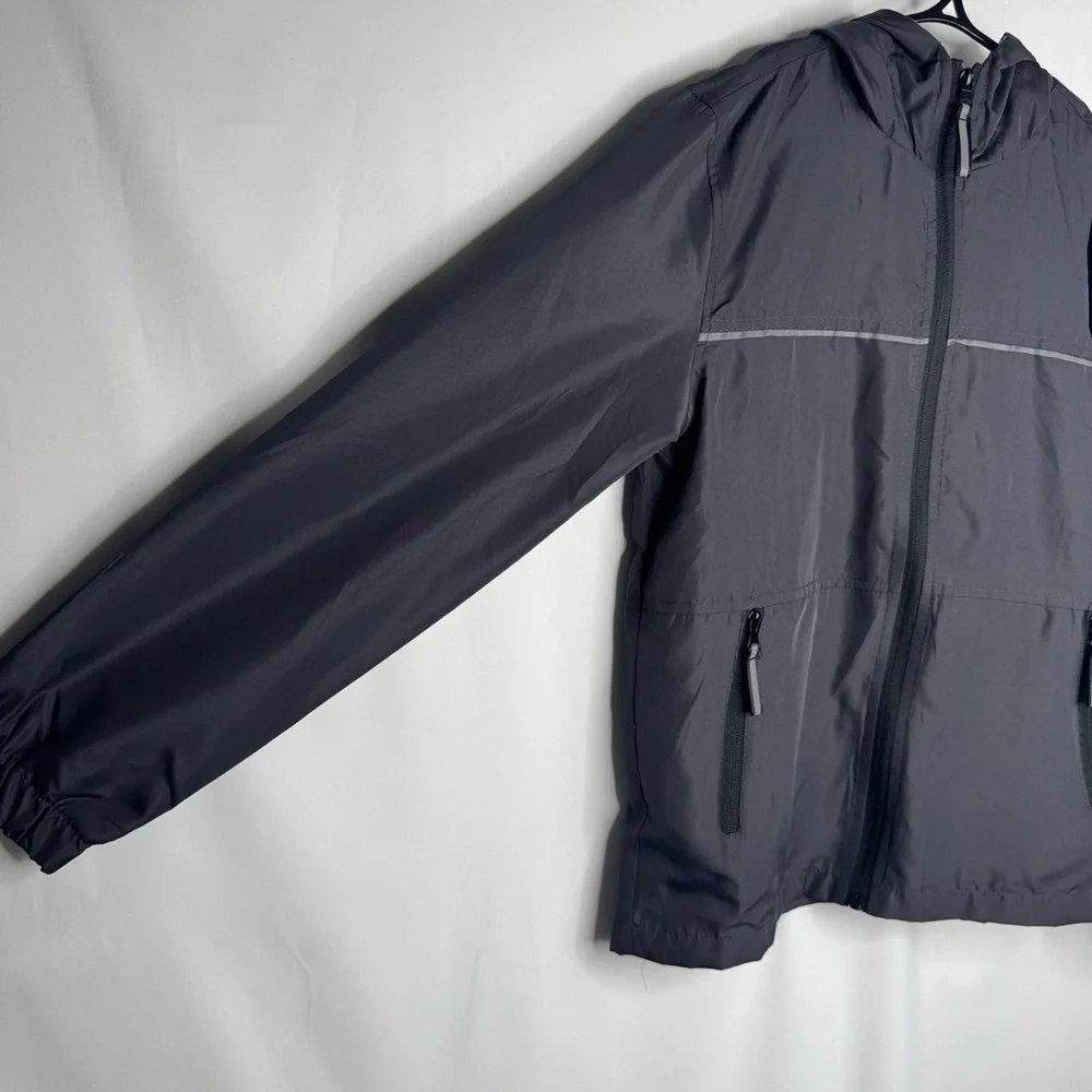 NWT Distortion Kids Medium (10/12) Water Resistant Raincoat - Black Grey Lining‎